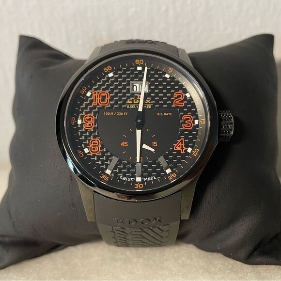 EDOX WRC Rally Watch 64008-37N-NOR‎ Orange Black Stainless Steel Sporty - Picture 1 of 10